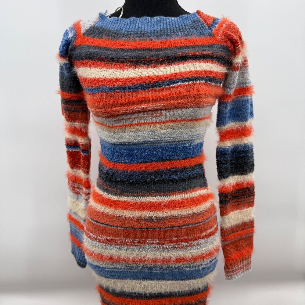 Fashion Nova Dress Women Large NEW Fave Sweater Maxi Orange Combo Long Sleeve - Picture 2 of 15